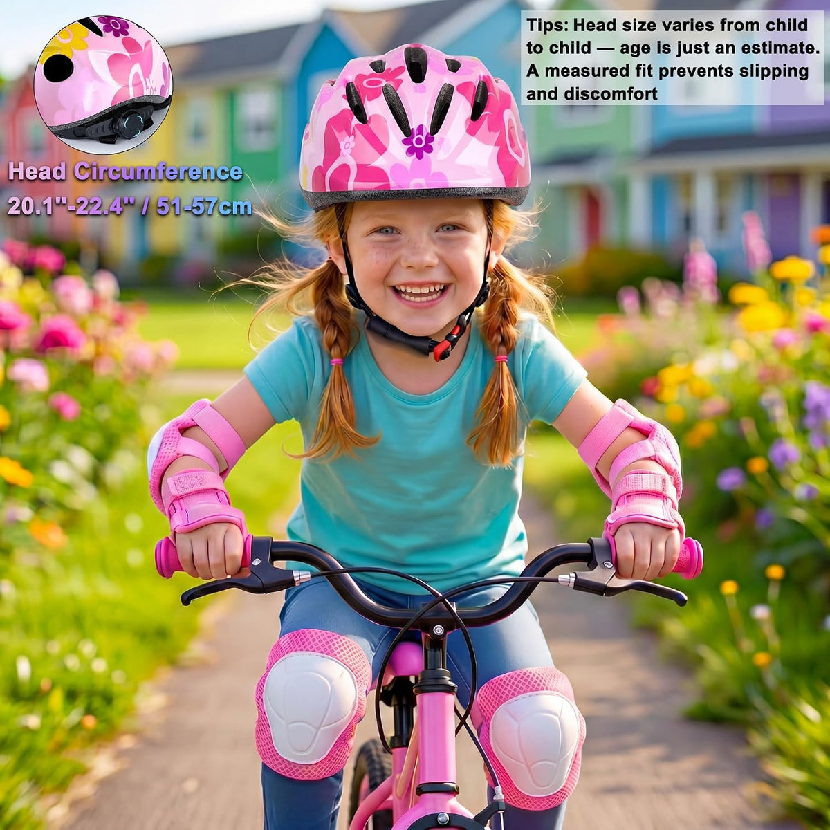 Lamsion Kids Helmet Adjustable Protective Gear Set for Ages 3-8 Girls - Pink - image 2