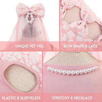 ASENKU Dog Dress, Dog Wedding Dress with Bows, Veil Attachment - Pink / Small - image 3