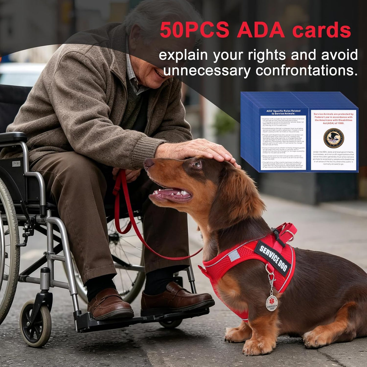 Service Dog Vest Harness for Small Breed Dogs with ID Tag 50 ADA Cards - Red / S - image 2