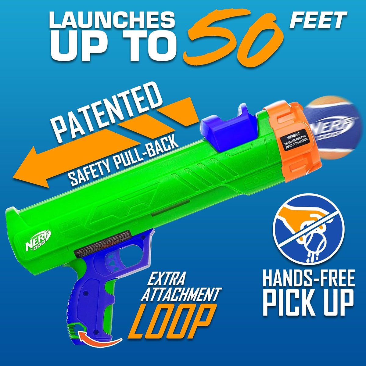 Nerf Dog Tennis Ball Blaster Dog Toy – Essentials for Dogs - 16 in Compact Blaster with 3 Balls / Dog - image 2