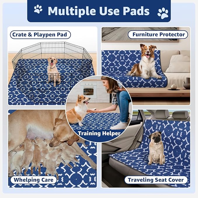 LOOBANI Washable Pee Pads for Dogs 18"x 24": 2 Pack Super Absorbent Reusable Puppy Pads Leakproof Whelping Pad, Waterproof Non-Slip Dog Training Pads for Floor, Crate, Potty, Sofa