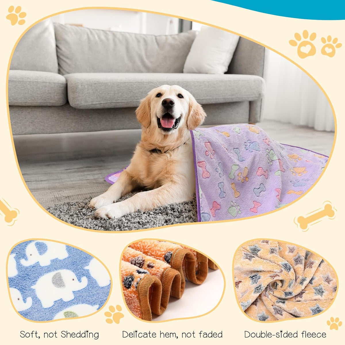 Tatuo 12 Pcs 30x20 in Puppy Dog Blankets Fleece Cat Pet Blankets Soft - 41 x 30 Inch - image 3