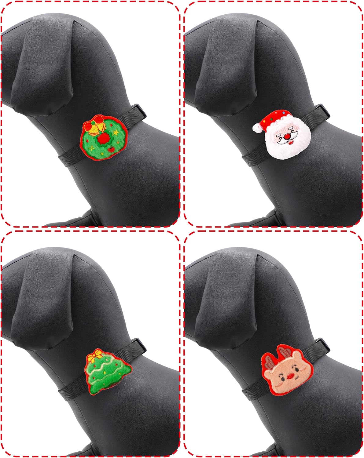 PET SHOW 4 Pack Small Dog Bows Sliding on Collar Attachment – Essentials for Dogs - Christmas - image 4