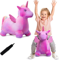 VangeBow inflatable plush giraffe animal hopper with four-legged base