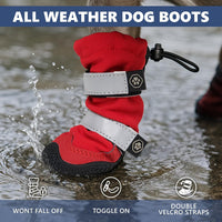 Spark Paws Dog Winter Boots, Waterproof Snow Booties - Red / Size 8: 3"x3.6"(W*L) (Pack of 4) - image 2