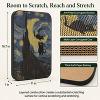 Cat Wall Scratcher, Art Cat Scratching Board for Indoor Cats – Essentials for Cats - Starry Night - image 2