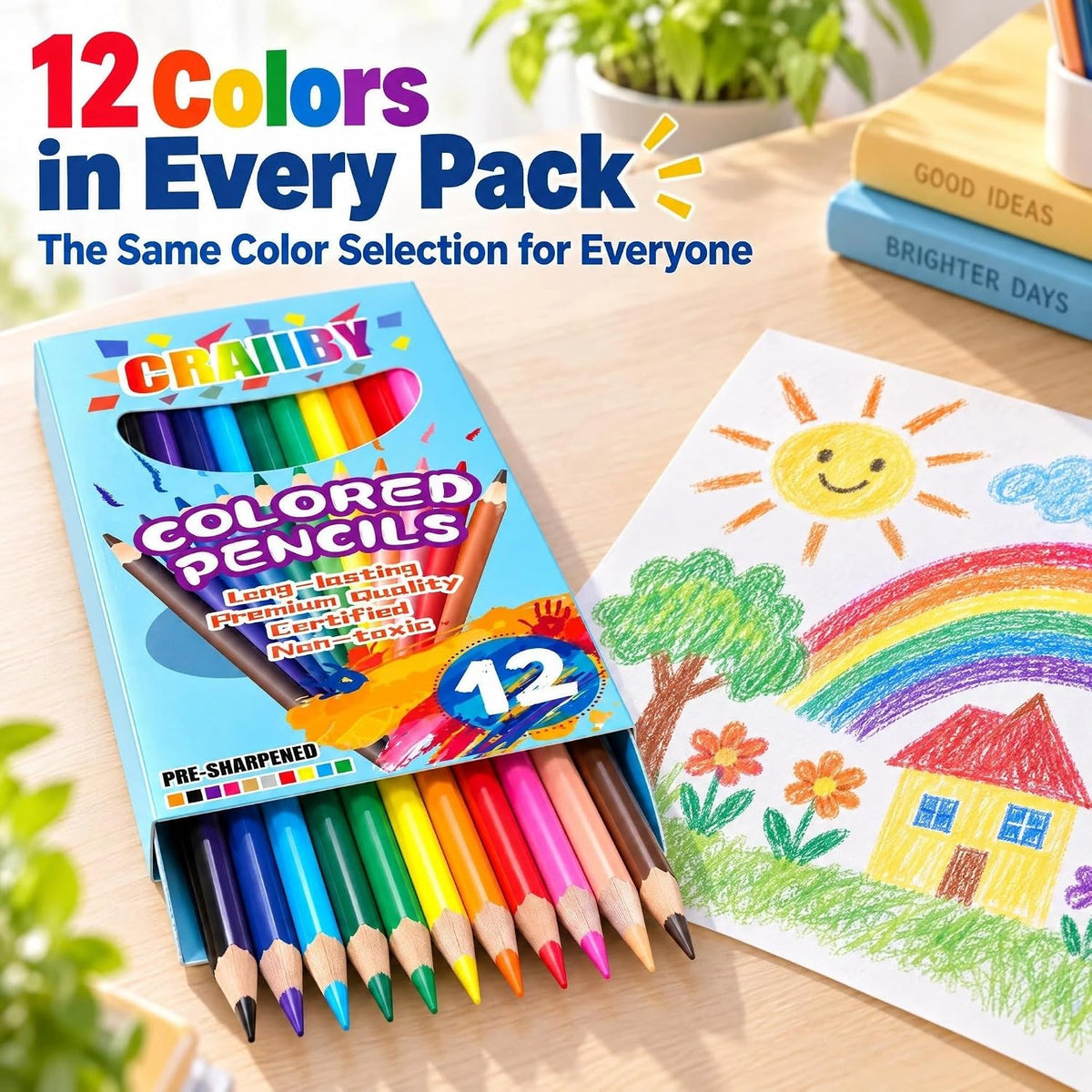 Craiiby colored pencils bulk, 24 boxes of 12 pre-sharpened colored pencils - view 5