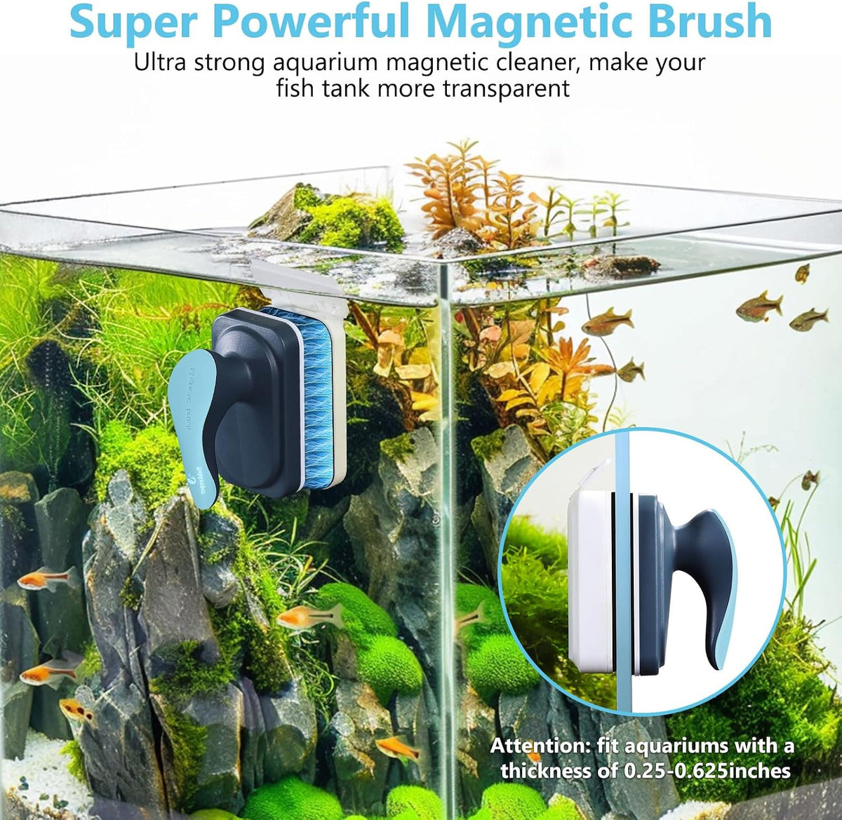 fishkeeper Aquarium Magnetic Glass Cleaner - L for Glass Thickness：1/4"-5/8" - image 2