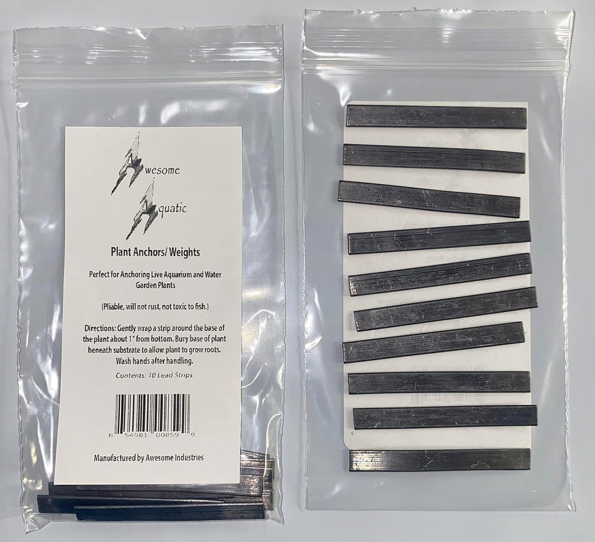 Awesome Aquatic Aquarium Plant Weights, Lead Ribbon Fish Anchors - 10 Pack Strips - image 3