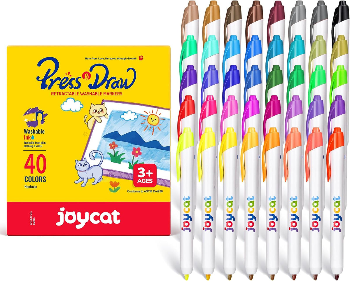 JoyCat 20-Color Washable Markers for Kids - 40 Count
