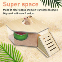 Extra Large Wood Hamster Sand Bath Box Small Animals Bathroom - Triangle - image 2