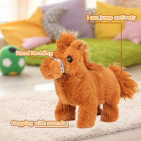 Easfan Walking Dog Toy for Kids Barking Interactive Puppy Stuffed - Horse_Dark - image 2