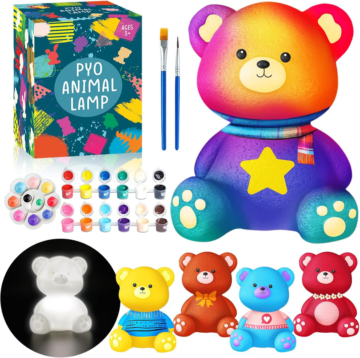 FUNZBO 4.3in Paint Your Own Dinosaur Lamp Kit - Bear