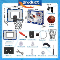 Indoor Basketball Hoop with Electronic Scoreboard & Balls for Kids - Indoor Basketball Hoop-blue - image 2