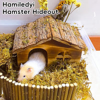 Hamiledyi Hamster Hideout House Wooden Rat Hut for Gerbils Dwarf Mouse – Essentials for Small Pets - Pattern:B - image 3