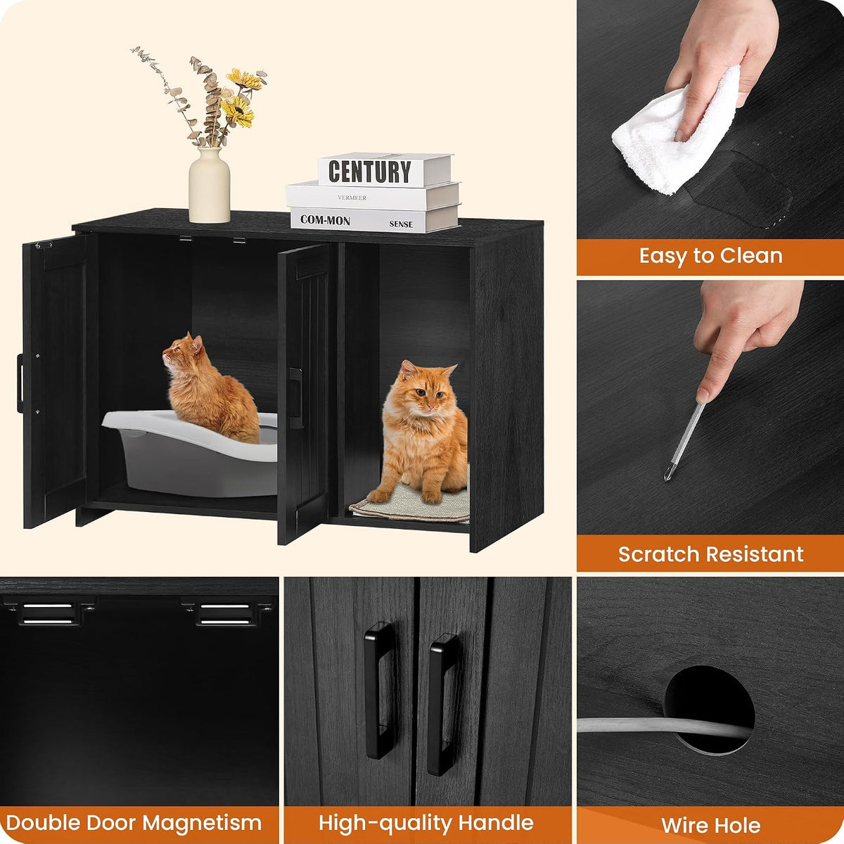 Cat Litter Box Enclosure, with Scratching Mat - Dark Grey / 27.6"L x 18.2"W x 19.6"H - image 4