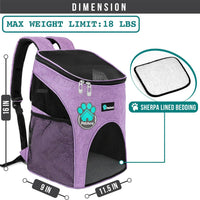 PetAmi Cat Backpack Carrier for Small Dogs and Large Cats - Heather Purple - image 2