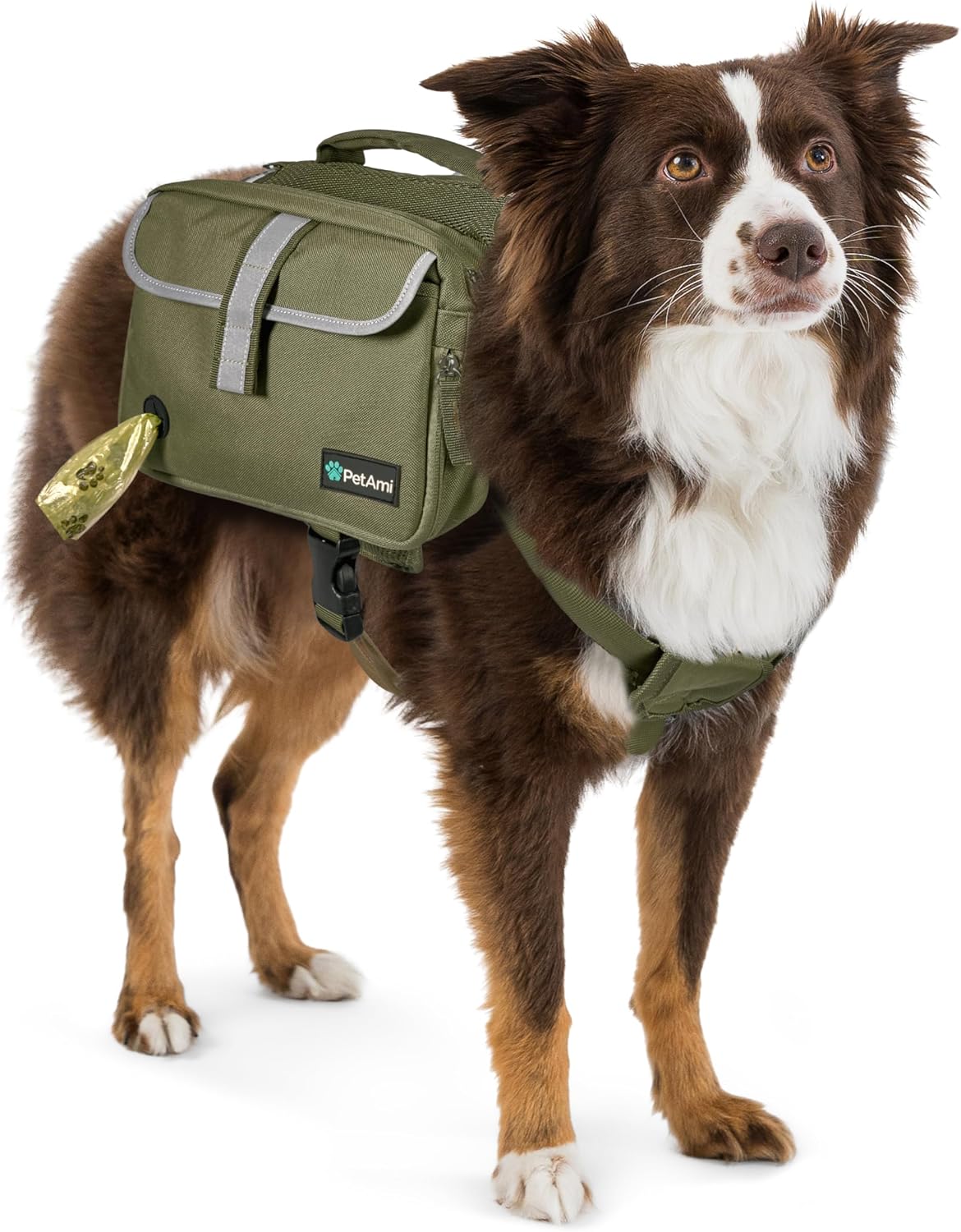 PetAmi Dog Backpack for Medium Large Dogs, Hiking Saddle Bag - Large / Olive Canvas - image 2