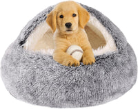 Cat Bed Cave, Cat Beds for Indoor Cats, Washable Hooded Cat Beds - 20.0"L x 20.0"W x 12.0"Th / Grey
