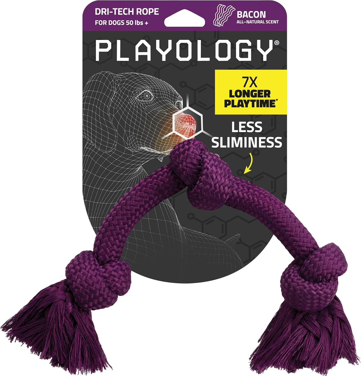 Playology Tug Rope Dog Toys for Large Dogs, Peanut Butter Scent - Jumbo / Bacon