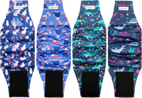 Langsprit Small Male Dog Diapers for Doggie Puppy - Shark，Tortoise，Rabbit，Whale / Medium / 4