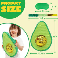 JOYIN Pumpkin Piñata Set, Foldable 10.5 x 16 Inch Jack-O’-Lantern Piñata with Stick and Blindfold - Avocado Pinata Set-3pcs - image 2