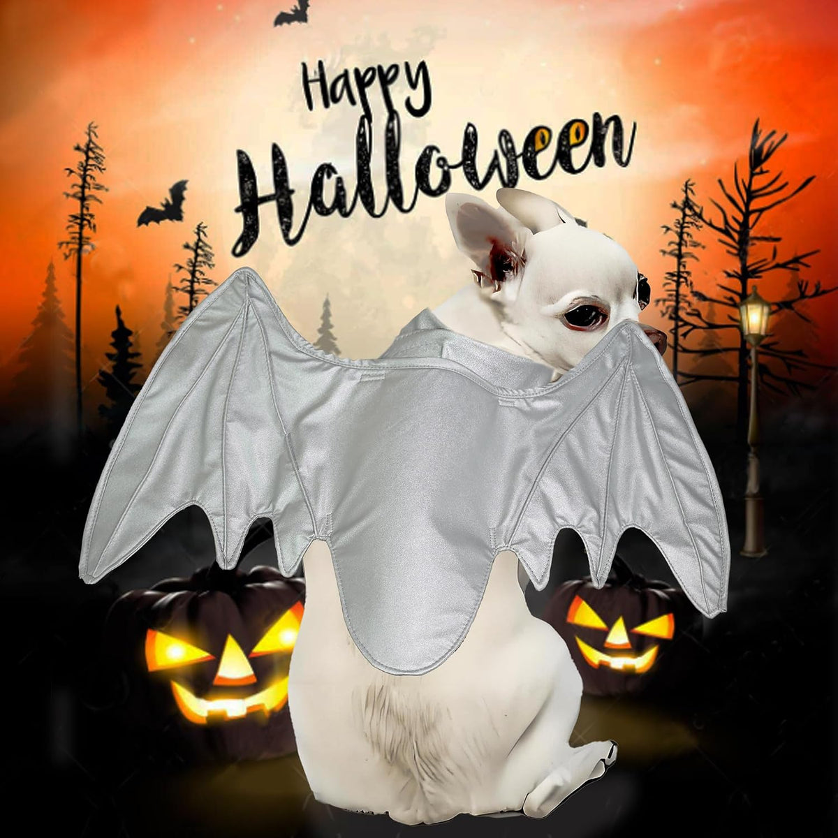 Funny Pet Reindeer Moose Costumes for Dog - Silver wings / Size M - image 2