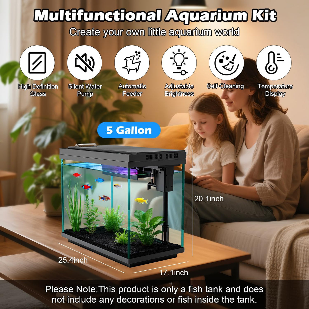 Smart Aquarium 5 Gallon Glass Fish Tank with Silent Water Pump - image 2