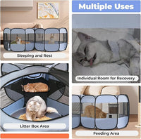 2-in-1 XLarge Pop Up Dog Playpen, Cat Puppy Pet Playpen, Indoor Outdoor Cats Enclosed, Cat Tent Crate Cage Kennel, Portable Playpen for Kitten and Small Animals(No Divider, Unified Space)
