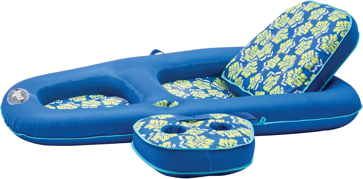 Aqua Campania Ultimate 2-in-1 Pool Float Lounge - One Size / Campania Royal/Lime Hibiscus - XLarge