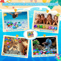 DISHIO Diving Gem Pool Toy 10PCS Big Colorful Diamond Diving Toy - 10pcs Gold - image 4