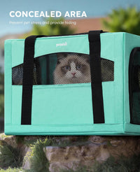 Pecute Cat Carrier Stable, Pet Carrier with Privacy Partition - Light Green / 18.5"L x 12.9"W x 11.8"H - image 4