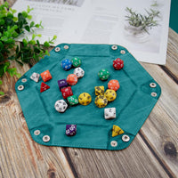 SIQUK 6 Pieces Dice Tray Hexagon Dice Rolling Holder Folding PU - Cyan, Black, Violet, Pink, Camel, Sky Blue - image 4