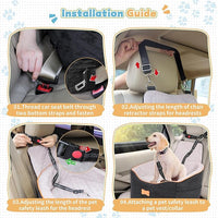 COCASES Dog Car Seats for Small Medium Dogs, Height-Adjustable Dog Booster Car Seat, Detachable and Washable Car Dog Bed with Seat Belt for Pet Under 35lbs Car Trip