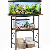 5-10 Gallon Fish Tank Stand with Storage Shelves - Rustic Brown / 30 Gallon-2 Tier