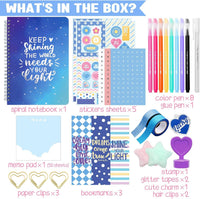 Nollh DIY journal kit for girls with spiral journal, stickers, pens and storage box - view 2