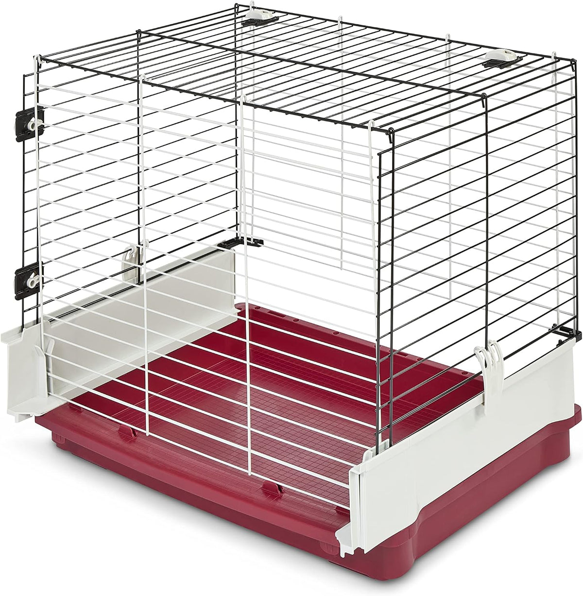 Midwest Homes for Pets Deluxe Rabbit & Guinea Pig Cage - Maroon/White / Standard Wire Extension
