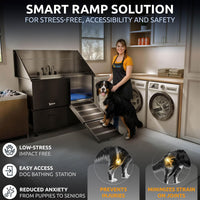 Professional Dog Washing Station 304 Stainless Steel Pets Grooming Tub – Essentials for Dogs - Black, Right Ramp, 2 Drawer / 50 Inches - image 3