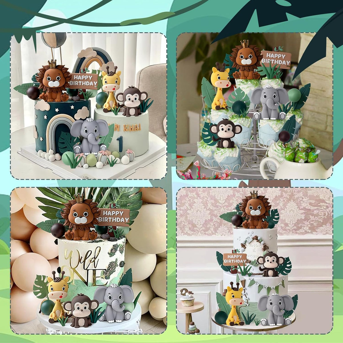 19pcs Safari Animal Cake Topper - Safari Animal Style - image 4