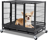 Homey Pet 31 inch stackable metal dog crate with wheels, two doors and pull-out tray
