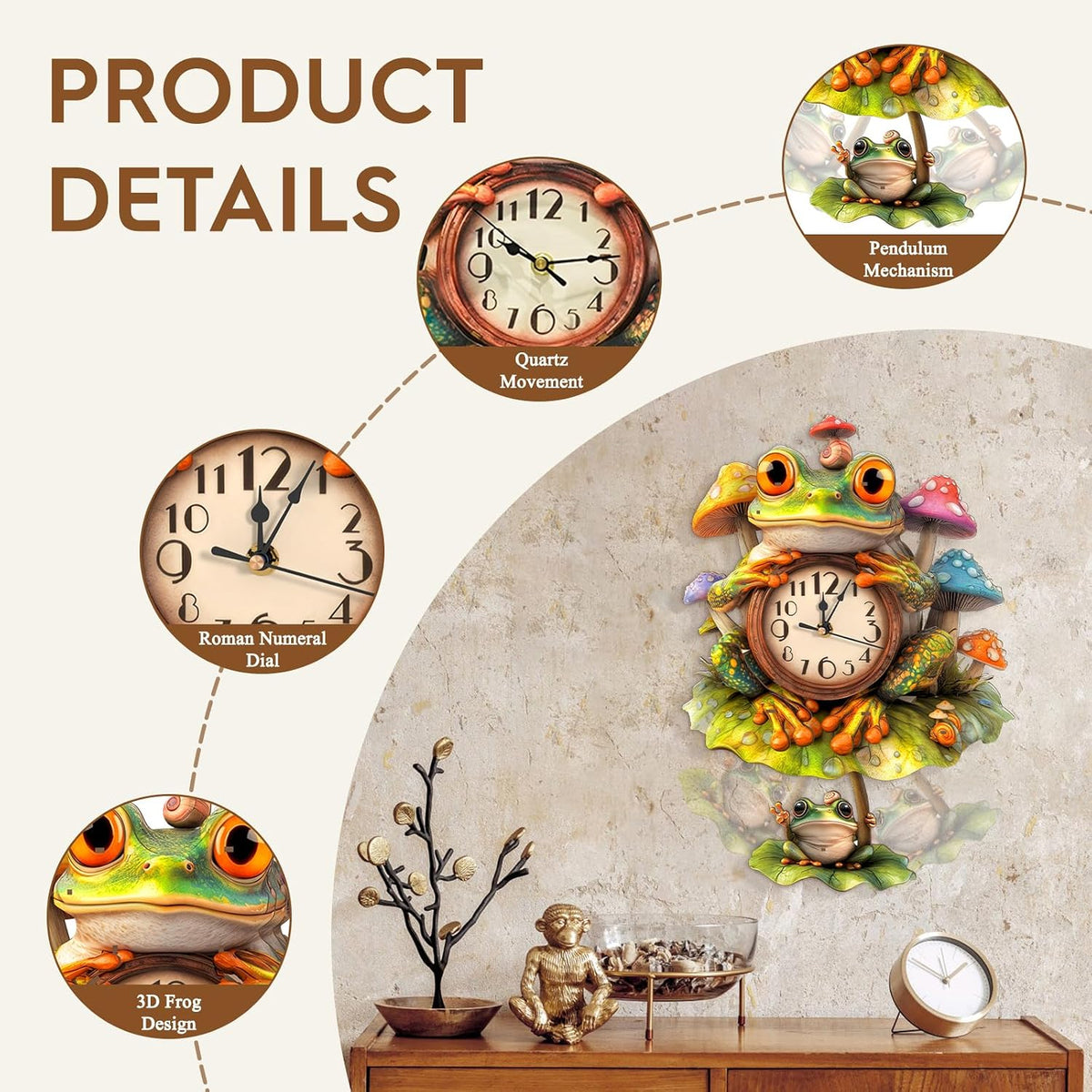 Halloween 3D Puzzles for Adults Halloween Puzzle Clock Adult Craft – Fun for Kids & Family - Frog Clock - image 4