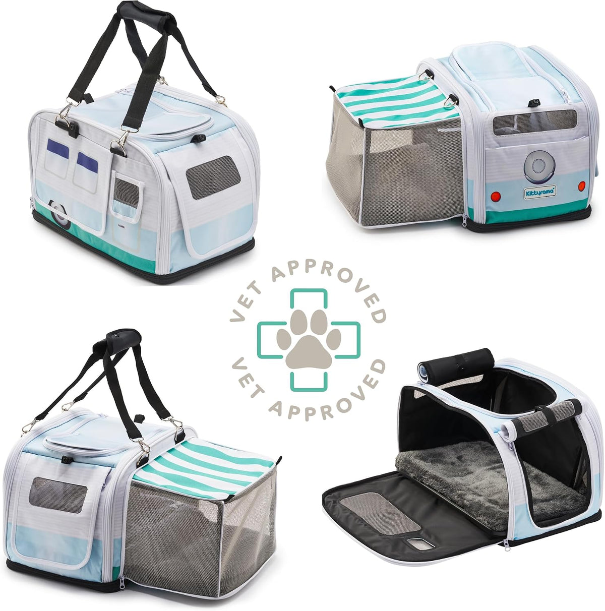 Soft-Sided Airline Approved Cat Carrier with Expandable Hideaway - Baby Blue Roamer - image 2