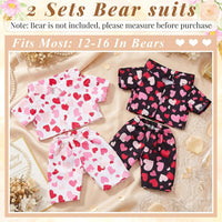 Civaner 2 Pack Bear Clothes Stuffed Animal Outfit Pajamas - Heart - image 2