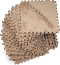 16 Carpet Squares Puzzle Mat 49" x 49" Baby Mat for Floor - Brown