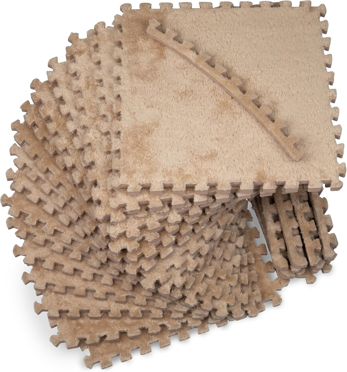 16 Carpet Squares Puzzle Mat 49" x 49" Baby Mat for Floor - Brown