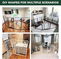 FXW Homeplus Unleashed Indoor Dog Playpen - Stress-Free and Safe Play, Heavy Duty 40 Inch 16 Wire Panels Dog Pen for Medium and Large Dogs, White│Patented