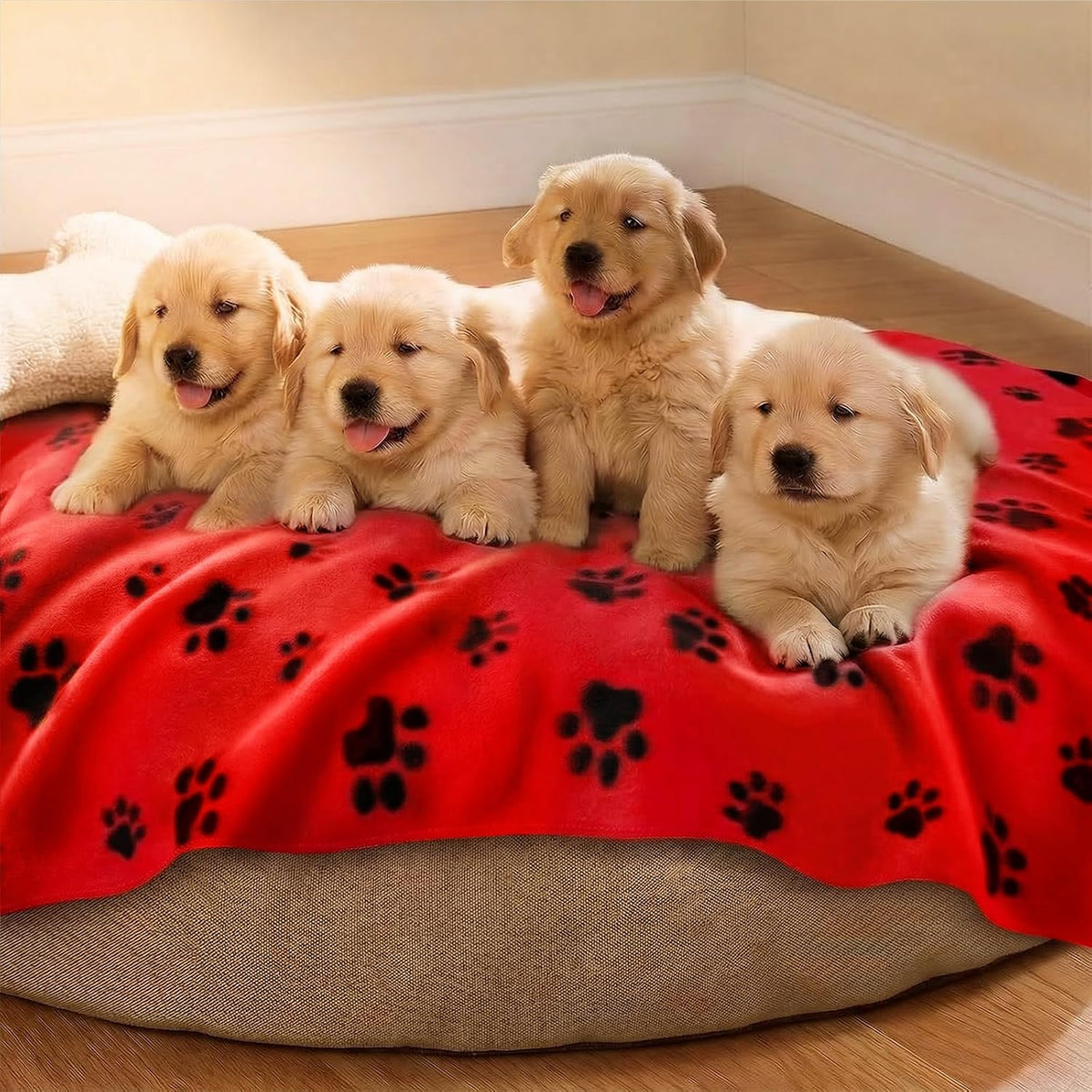 LINENLUX Fleece Dog Blankets 6-Pack - Red / 40x31 inch (Pack of 6) - image 2