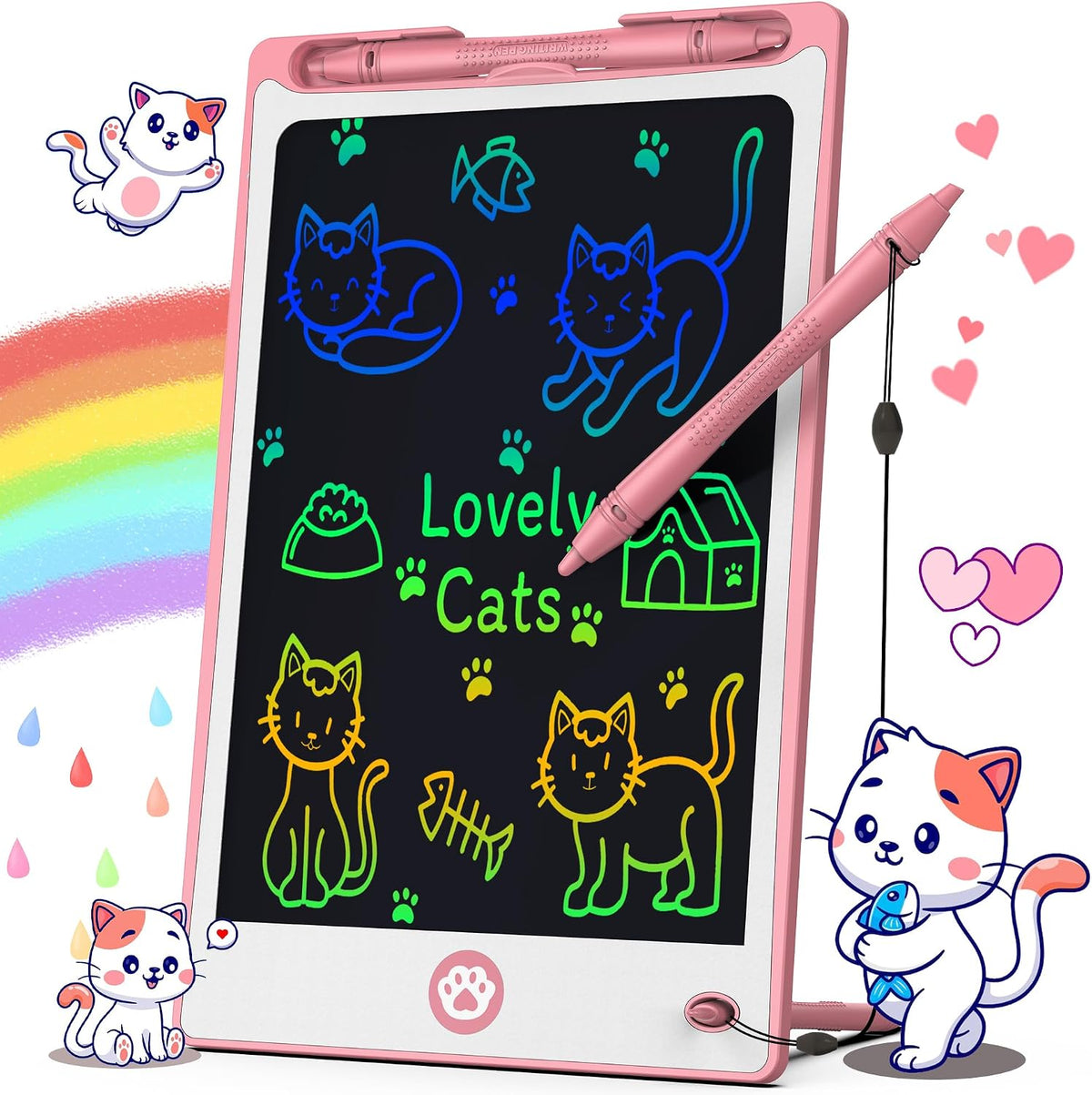 Hockvill LCD Writing Tablet for Kids 8.8 Inch - 6"W x 9"H / Pink
