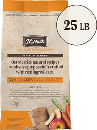Merrick Healthy Grains Premium Adult Dry Dog Food, Wholesome And Natural Kibble With Chicken And Brown Rice - 25.0 lb. Bag