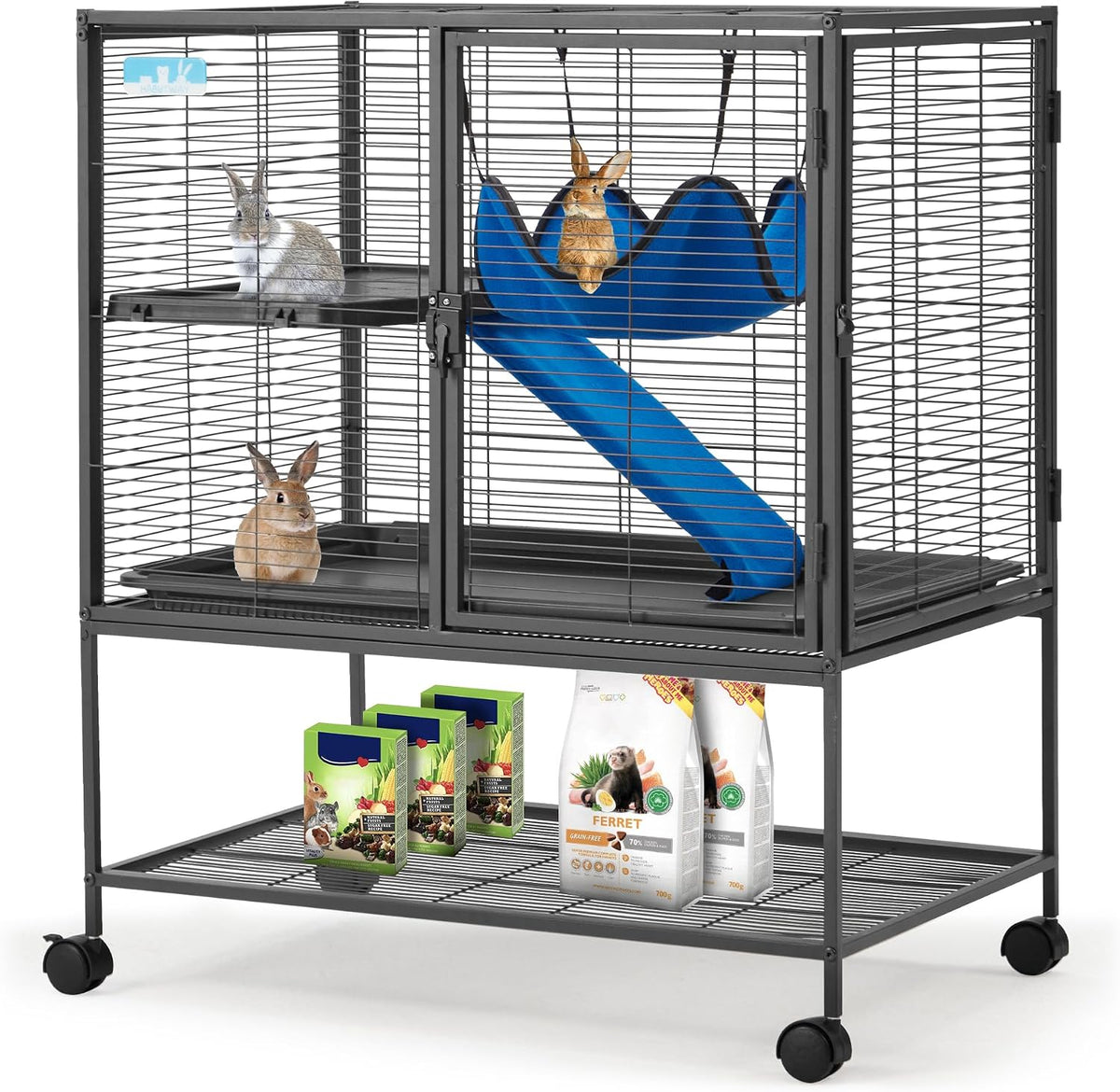 HABUTWAY 36.5''H Large Metal Rolling Ferrets Cage - 30.3"L x 20.5"W x 36.0"H